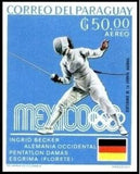 Paraguay 1969 Ingrid Becker, West Germany, Fencing & Pentathlon-Stamps-Paraguay-StampPhenom