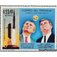 Paraguay 1969 John F. Kennedy, Wernher von Braunn and Saturn 5-Stamps-Paraguay-StampPhenom