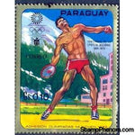 Paraguay 1970 Discus throw, in the background mountains-Stamps-Paraguay-StampPhenom