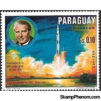 Paraguay 1970 Launch of the Saturn rocket in Cap Kennedy and W. von Braun-Stamps-Paraguay-StampPhenom