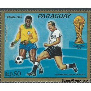 Paraguay 1973 Pele (Brazil) and Schulz (Germany)