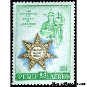 Peru 1958 Allegory of Justice, Emblem - green-Peru-StampPhenom