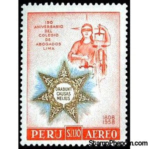 Peru 1958 Allegory of Justice, Emblem - orange red-Peru-StampPhenom