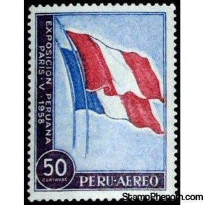 Peru 1958 Flags of France and Peru-Peru-StampPhenom