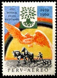 Peru 1960 Ploughing farmer, sign of the World Refugee Year-Peru-StampPhenom
