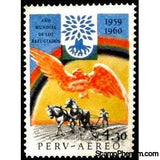 Peru 1960 Ploughing farmer, sign of the World Refugee Year-Peru-StampPhenom