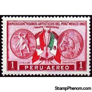 Peru 1962 Flags, Cahuide and Cuauhtémoc-Peru-StampPhenom