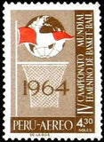 Peru 1965 Globe with flag over Basketball-Chest-Peru-StampPhenom