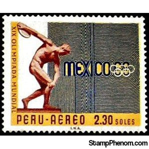 Peru 1968 Discus thrower of Myron, Games Emblem-Peru-StampPhenom