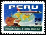 Peru 1969 Kon Tiki, Globe and Douglas DC8-Peru-StampPhenom