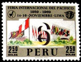 Peru 1969 Number 6 surrounded by Flags-Peru-StampPhenom