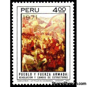 Peru 1971 Threshing Grain in Cajamarca, by Camilo Blas-Peru-StampPhenom