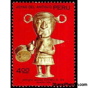 Peru 1972 Ancient Jewelry - Gold drummer, Chimu-Peru-StampPhenom