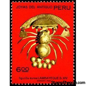 Peru 1972 Ancient Jewelry - Gold insect, Lambayeque culture-Peru-StampPhenom
