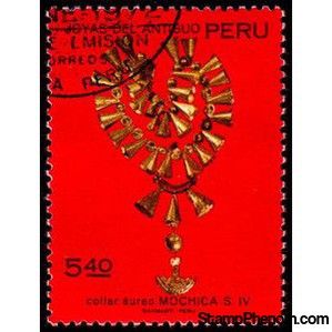 Peru 1972 Ancient Jewelry - Gold necklace, Mochiqua culture-Peru-StampPhenom