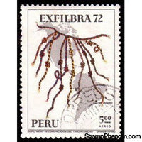 Peru 1972 Exfilbra 72 - Quipu and Map of Americas