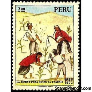 Peru 1972 Reforms - Family Tilling Field-Peru-StampPhenom