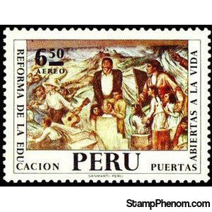 Peru 1972 Teacher and Childern by Teodoro Nunez Ureta.-Peru-StampPhenom