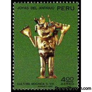 Peru 1973 Ancient Peruvian jewelery - Gold male statuette