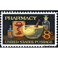 United States of America 1972 Pharmacy - Mortar and Pestle, Bowl of Hygeia