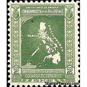 Philippines 1937 Map of Philippines Islands, 2c-Stamps-Philippines-Mint-StampPhenom