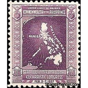 Philippines 1937 Map of Philippines Islands, 36c-Stamps-Philippines-Mint-StampPhenom