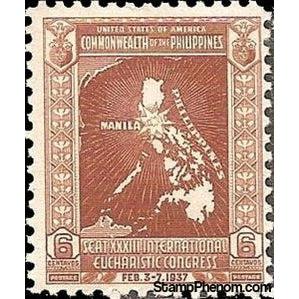 Philippines 1937 Map of Philippines Islands, 6c-Stamps-Philippines-Mint-StampPhenom