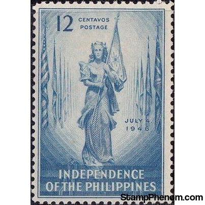 Philippines 1946 Philippine Girl Holding Flag of the Republic-Stamps-Philippines-Mint-StampPhenom