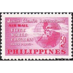 Philippines 1950 Chamber of Commerce/Globe, 50c-Stamps-Philippines-StampPhenom