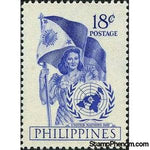 Philippines 1951 UN Emblem and Girl Holding Flag-Stamps-Philippines-Mint-StampPhenom