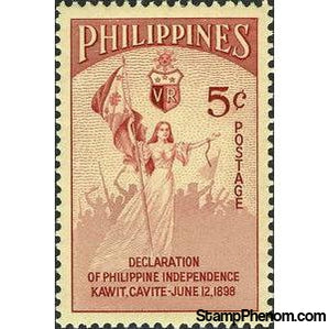 Philippines 1954 Liberty with National Flag, 5c-Stamps-Philippines-Mint-StampPhenom