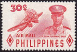 Philippines 1955 Lt César Fernando Baza (1915-1941) & aircraft-Stamps-Philippines-Mint-StampPhenom