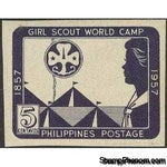 Philippines 1957 Girl Scout, Emblem and Tents, Imperforate-Stamps-Philippines-Mint-StampPhenom