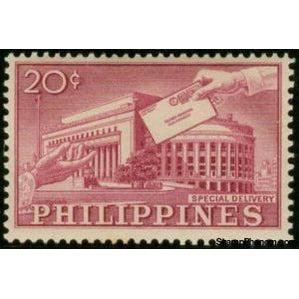 Philippines 1962 Post office Building, Manila and Hands with Letter-Stamps-Philippines-Mint-StampPhenom