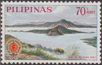 Philippines 1962 Volcano in Lake Taal and Malaria Eradication Emblem-Stamps-Philippines-Mint-StampPhenom