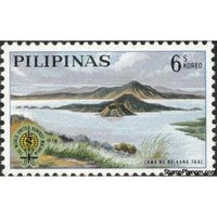 Philippines 1962 Volcano in Lake Taal and Malaria Eradication Emblem-Stamps-Philippines-Mint-StampPhenom