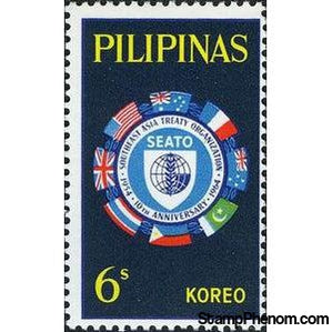 Philippines 1964 Flags Surrounding SEATO Emblem-Stamps-Philippines-Mint-StampPhenom