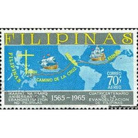 Philippines 1965 World map showing route of the Cross-Stamps-Philippines-Mint-StampPhenom