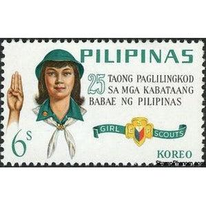 Philippines 1966 Girl Scout giving Scout Sign-Stamps-Philippines-Mint-StampPhenom