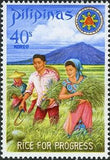 Philippines 1969 President and Mrs. Marcos harvesting miracle rice-Stamps-Philippines-Mint-StampPhenom