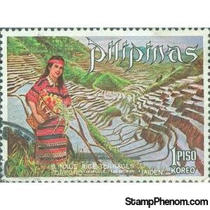 Philippines 1971 Ifugao woman and banaue rice-terraces-Stamps-Philippines-StampPhenom