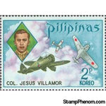 Philippines 1973 Col. Jesus A. Villamor (1914-1971) aviator & airplanes, 2p-Stamps-Philippines-Mint-StampPhenom