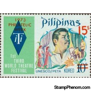 Philippines 1974 1973 Theatre Festival surcharged 15s on 10s-Stamps-Philippines-StampPhenom