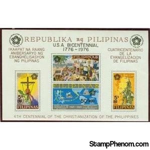 Philippines 1976 1965 Christianization sheet overprinted in Black-Stamps-Philippines-Mint-StampPhenom