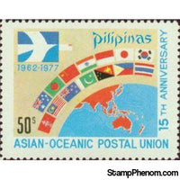 Philippines 1977 Globe, Flags The emblem Postal Union-Stamps-Philippines-Mint-StampPhenom