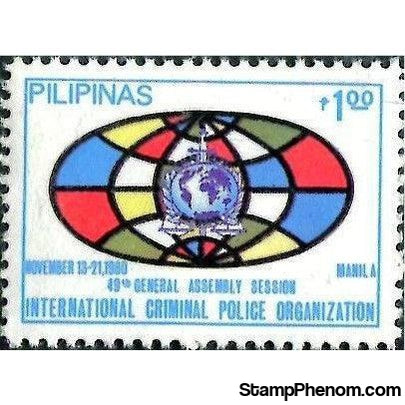 Philippines 1980 INTERPOL Emblem and Globe-Stamps-Philippines-Mint-StampPhenom