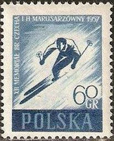 Poland 1957 Bronislaw Czech & Hanna Marusarzowna (Skiers) Death Anniversary-Stamps-Poland-StampPhenom