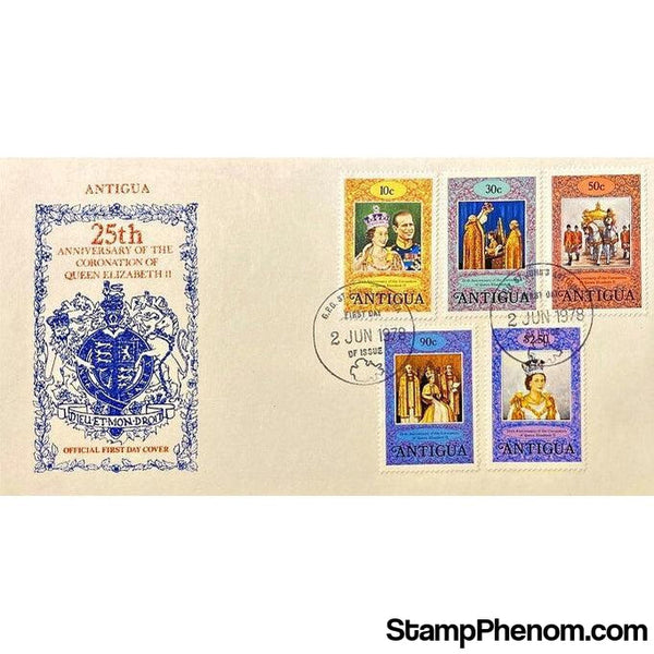 Queen Elizabeth II 25th Anniversary Coronation First Day Cover, Antigua, June 2, 1978-StampPhenom