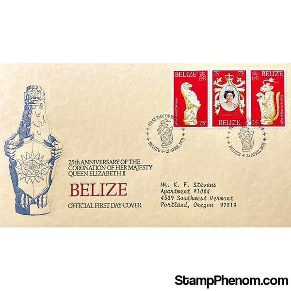 Queen Elizabeth II 25th Anniversary Coronation First Day Cover, Belize, April 21, 1978-StampPhenom