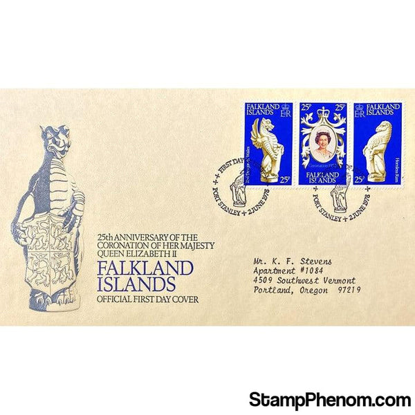 Queen Elizabeth II 25th Anniversary Coronation First Day Cover, Falkland Islands, June 2, 1978-StampPhenom